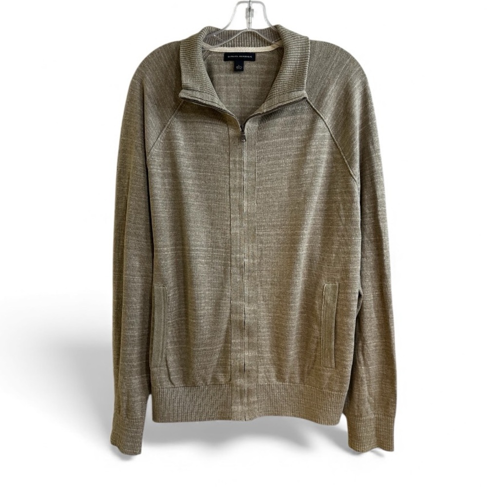 Banana Republic Men’s Sweater Jacket Full-Zip Cotton Beige Size L